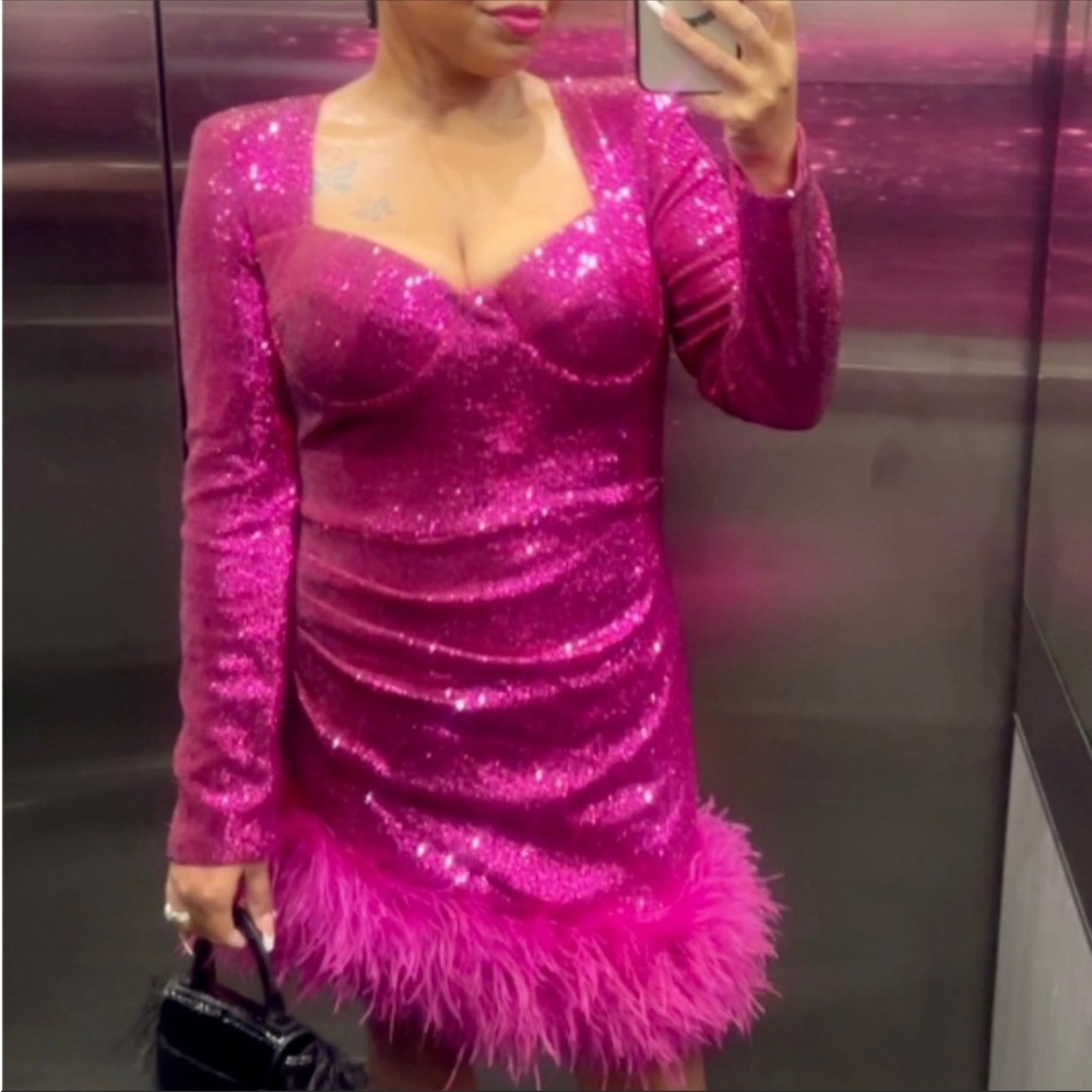 NWT Nadine Merabi Miley Pink sparkly dress